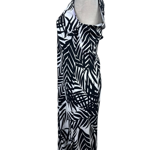 Boston Proper black/white palm leaf print sleeveless maxi dress size medium - Picture 5 of 10